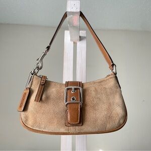 Coach Vintage Demi 2003 Small Shoulder Bag Suede Brown